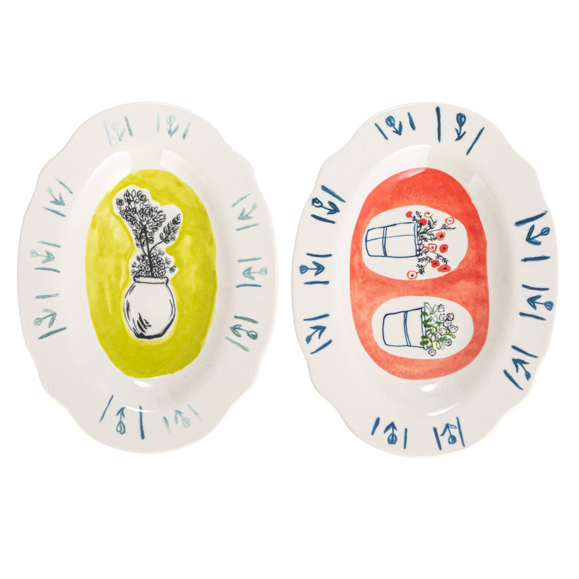 Hello Honey® 8" Flower Styles Stoneware Platter Set